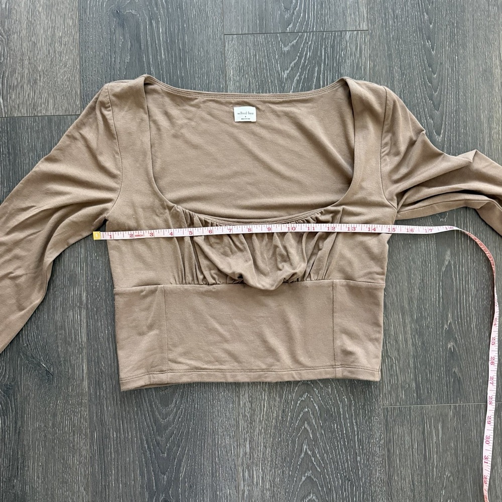 Aritzia Wilfred Free Bundle Square Neck Long Sleeve Ruched Crop Top Medium Lot - Picture 8 of 11